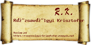 Rózsavölgyi Krisztofer névjegykártya