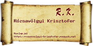 Rózsavölgyi Krisztofer névjegykártya